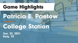 Patricia E. Paetow  vs College Station Game Highlights - Jan. 22, 2021