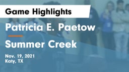 Patricia E. Paetow  vs Summer Creek Game Highlights - Nov. 19, 2021