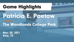 Patricia E. Paetow  vs The Woodlands College Park  Game Highlights - Nov. 20, 2021