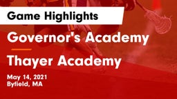 Governor's Academy  vs Thayer Academy  Game Highlights - May 14, 2021