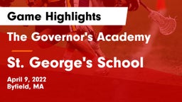 The Governor's Academy  vs St. George's School Game Highlights - April 9, 2022