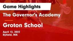 The Governor's Academy  vs Groton School  Game Highlights - April 13, 2022