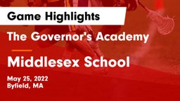 The Governor's Academy  vs Middlesex School Game Highlights - May 25, 2022
