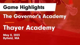 The Governor's Academy  vs Thayer Academy  Game Highlights - May 8, 2023