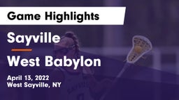 Sayville  vs West Babylon  Game Highlights - April 13, 2022