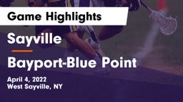 Sayville  vs Bayport-Blue Point  Game Highlights - April 4, 2022