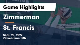 Zimmerman  vs St. Francis  Game Highlights - Sept. 20, 2022