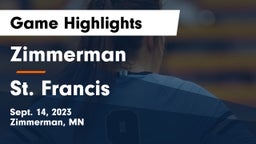Zimmerman  vs St. Francis  Game Highlights - Sept. 14, 2023