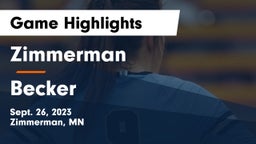 Zimmerman  vs Becker  Game Highlights - Sept. 26, 2023