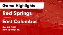 Red Springs  vs East Columbus Game Highlights - Dec 06, 2016