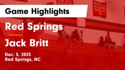 Red Springs  vs Jack Britt  Game Highlights - Dec. 5, 2023