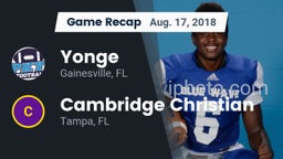 Recap: Yonge  vs. Cambridge Christian  2018