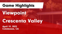 Viewpoint  vs Crescenta Valley Game Highlights - April 19, 2022