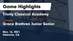 Trinity Classical Academy  vs Grace Brethren Junior Senior  Game Highlights - Nov. 16, 2021