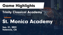 Trinity Classical Academy  vs St. Monica Academy Game Highlights - Jan. 21, 2022