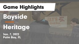 Bayside  vs Heritage  Game Highlights - Jan. 7, 2022