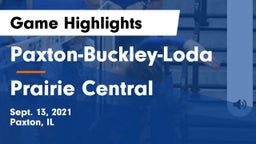 Paxton-Buckley-Loda  vs Prairie Central Game Highlights - Sept. 13, 2021