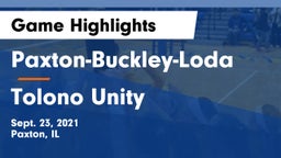 Paxton-Buckley-Loda  vs Tolono Unity Game Highlights - Sept. 23, 2021