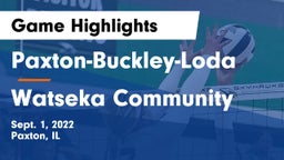 Paxton-Buckley-Loda  vs Watseka Community  Game Highlights - Sept. 1, 2022