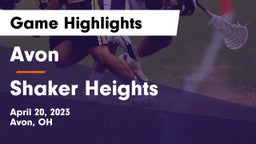 Avon  vs Shaker Heights  Game Highlights - April 20, 2023