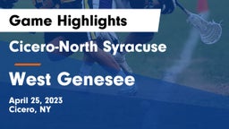 Cicero-North Syracuse  vs West Genesee  Game Highlights - April 25, 2023