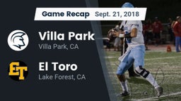 Recap: Villa Park  vs. El Toro  2018