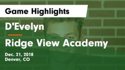 D'Evelyn  vs Ridge View Academy Game Highlights - Dec. 21, 2018