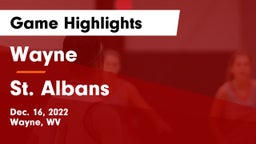 Wayne  vs St. Albans  Game Highlights - Dec. 16, 2022