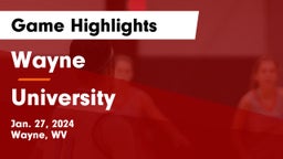 Wayne  vs University  Game Highlights - Jan. 27, 2024