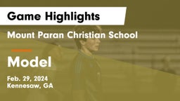 Mount Paran Christian School vs Model  Game Highlights - Feb. 29, 2024