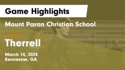 Mount Paran Christian School vs Therrell  Game Highlights - March 14, 2024