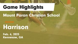Mount Paran Christian School vs Harrison  Game Highlights - Feb. 6, 2023