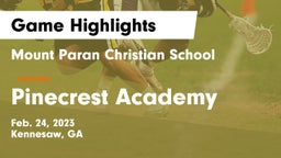 Mount Paran Christian School vs Pinecrest Academy  Game Highlights - Feb. 24, 2023