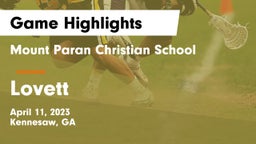 Mount Paran Christian School vs Lovett  Game Highlights - April 11, 2023