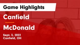 Canfield  vs McDonald  Game Highlights - Sept. 3, 2022