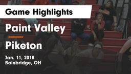 Paint Valley  vs Piketon  Game Highlights - Jan. 11, 2018