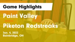 Paint Valley  vs Piketon Redstreaks Game Highlights - Jan. 4, 2022