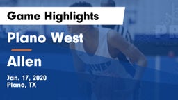Plano West  vs Allen  Game Highlights - Jan. 17, 2020