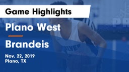 Plano West  vs Brandeis  Game Highlights - Nov. 22, 2019