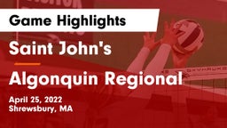 Saint John's  vs Algonquin Regional  Game Highlights - April 25, 2022