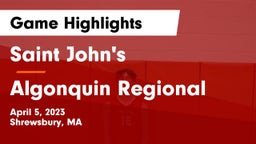 Saint John's  vs Algonquin Regional  Game Highlights - April 5, 2023