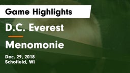 D.C. Everest  vs Menomonie  Game Highlights - Dec. 29, 2018