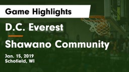 D.C. Everest  vs Shawano Community  Game Highlights - Jan. 15, 2019