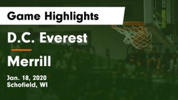 D.C. Everest  vs Merrill  Game Highlights - Jan. 18, 2020