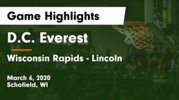D.C. Everest  vs Wisconsin Rapids - Lincoln  Game Highlights - March 6, 2020