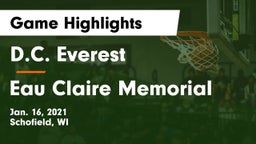 D.C. Everest  vs Eau Claire Memorial  Game Highlights - Jan. 16, 2021