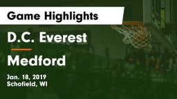 D.C. Everest  vs Medford  Game Highlights - Jan. 18, 2019