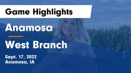Anamosa  vs West Branch  Game Highlights - Sept. 17, 2022
