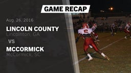 Recap: Lincoln County  vs. McCormick  2016