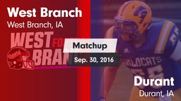 Matchup: West Branch High vs. Durant  2016